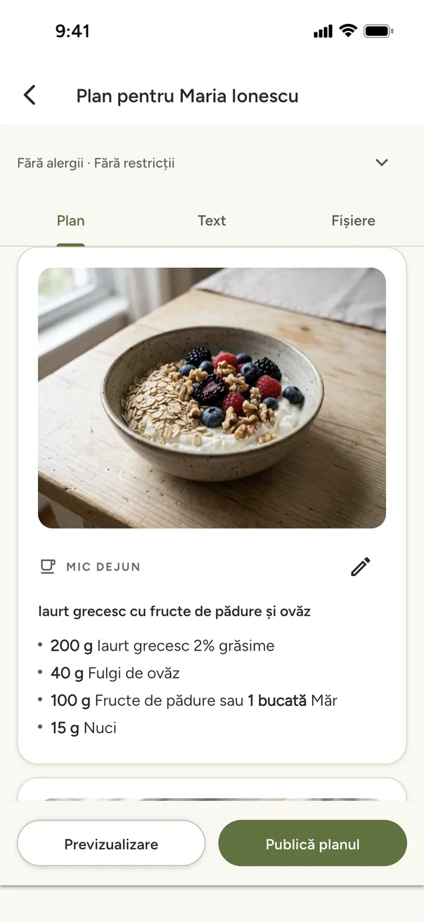Planuri cu o imagine pentru fiecare fel de mâncare
