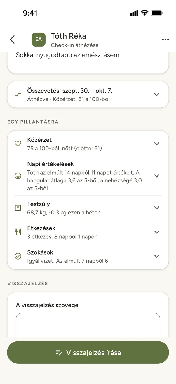 Visszajelzésre váró check-inek